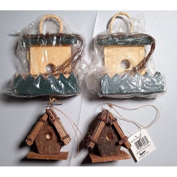 Bundle of Retro Wooden Birdhouses 3.5" & 7.5"‎ BRAND NEW (9a2) - Picture 1 of 7
